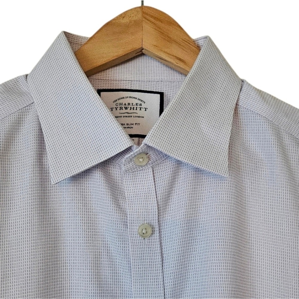 Charles Tyrwhitt Extra Slim Fit Weave Texture Shirt, Silver Gray, Mens 16/34